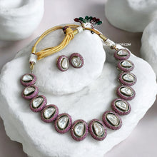 Load image into Gallery viewer, Pink Invisible Setting Moissanite Statement Classy Necklace set