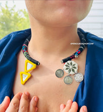 Load image into Gallery viewer, Handmade Ribbon Thread Yellow Hasli Mirror Necklace