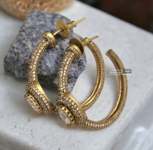 Load image into Gallery viewer, American Diamond Moissanite Statement Round hoop earrings