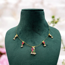 Load image into Gallery viewer, Invisible Peacock Multicolor Pachi kundan Drop Simple necklace