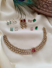 Load image into Gallery viewer, Changeable american diamond designer Necklace set Temple jewelry