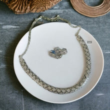 Load image into Gallery viewer, Silver Hasli American Diamond Dainty Necklace set