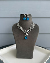 Load image into Gallery viewer, Trisha Certified Svarovski American Diamond Blue necklace set