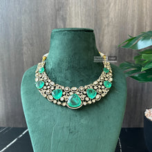 Load image into Gallery viewer, Tayani Gold plated Emerald Green Doublet Premium Statement Necklace set