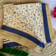 Load image into Gallery viewer, Soft silk blue beige tribal printed  dupatta

