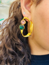 Load image into Gallery viewer, Gold matte Double Stone Svarovski American Diamond Stud Earrings