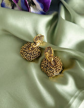Load image into Gallery viewer, Golden Beads Ganesha Medium size Jhumka earrings