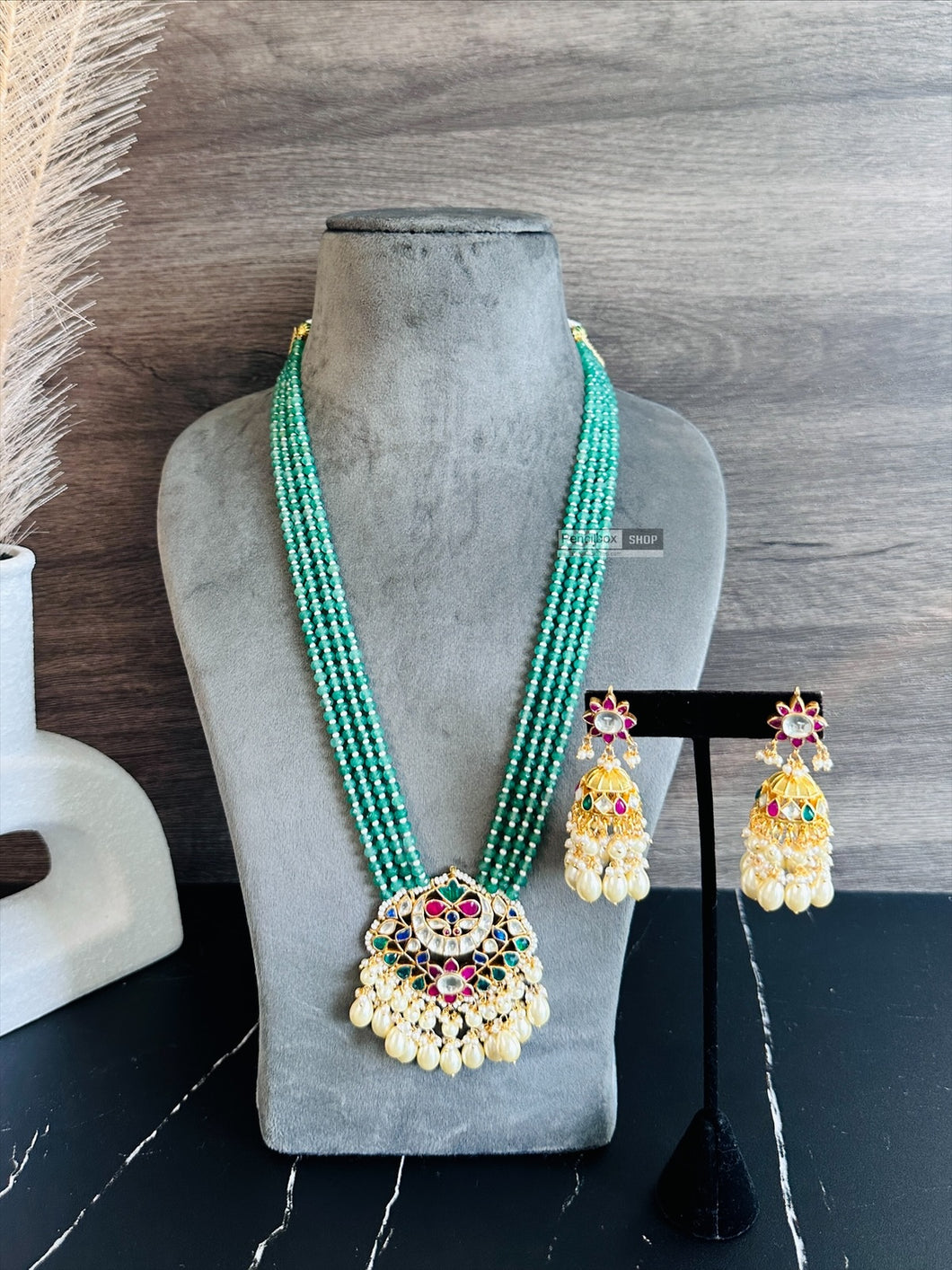Exclusive Pachi Kundan Designer Premium Long Pearl necklace set