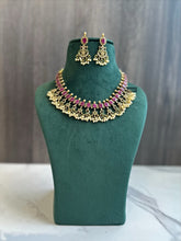 Load image into Gallery viewer, TRENDING Ruby Cz Peacock Guttapusalu Pearl Necklace set