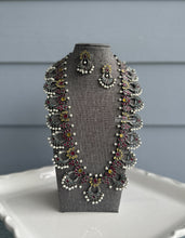 Load image into Gallery viewer, Saanvi German silver Yellow Red Multicolor Premium Long Statement Necklace set