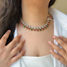 Load image into Gallery viewer, Dainty Cz Pearl Stone Ethnic Temple necklace set
