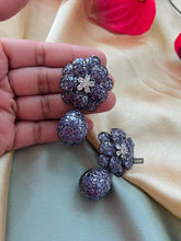 Load image into Gallery viewer, American diamond Invisible setting Flower premium Dangling Earrings