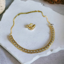 Load image into Gallery viewer, CLEARANCE Golden Hasli American Diamond Dainty Necklace set