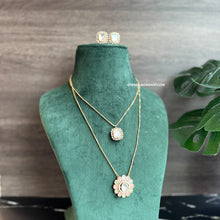 Load image into Gallery viewer, Moissanite Double layer Enamel Pendant Necklace set