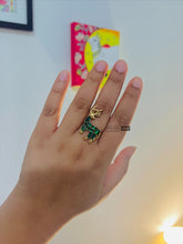 Load image into Gallery viewer, Deer Pachi Kundan Golden Adjustable Ring
