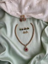 Load image into Gallery viewer, Changeable american diamond Single line Necklace set Temple Jewelry