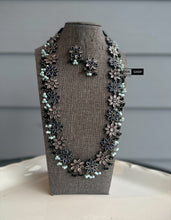 Load image into Gallery viewer, German Silver Premium Flower Stone Long Statement Necklace set