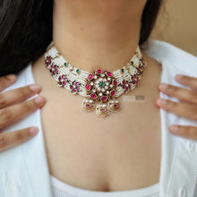 Load image into Gallery viewer, Kemp Stone Pearl Statement choker Temple Necklace set