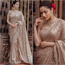 Load image into Gallery viewer, Bollywood saree Golden inspired Sequins Saree women clothing
