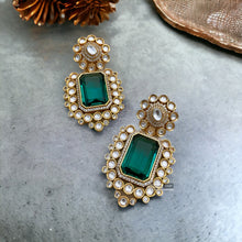 Load image into Gallery viewer, Moissanite Kundan crystal Gold plated Earrings