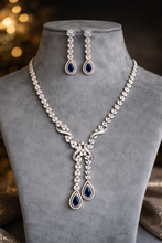 Load image into Gallery viewer, Layered Royal Blue layered Victorian American Diamond designer Necklace set