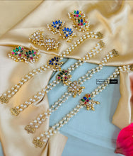 Load image into Gallery viewer, Dainty Golden Lotus Jadau pachi choker Necklace set temple jewelry