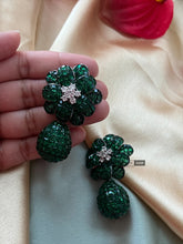 Load image into Gallery viewer, American diamond Invisible setting Flower premium Dangling Earrings