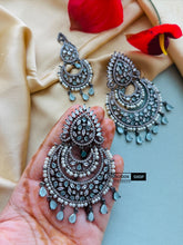 Load image into Gallery viewer, American Diamond Statement Victorian premium Cz Earrings maangtikka set