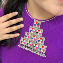 Load image into Gallery viewer, German silver Afghani Mirror Ghungroo Hasli Necklace set