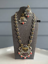 Load image into Gallery viewer, German silver Orange Ganesha Long Statement Necklace set