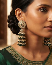 Load image into Gallery viewer, Moissanite Green Pearl Big long Earrings