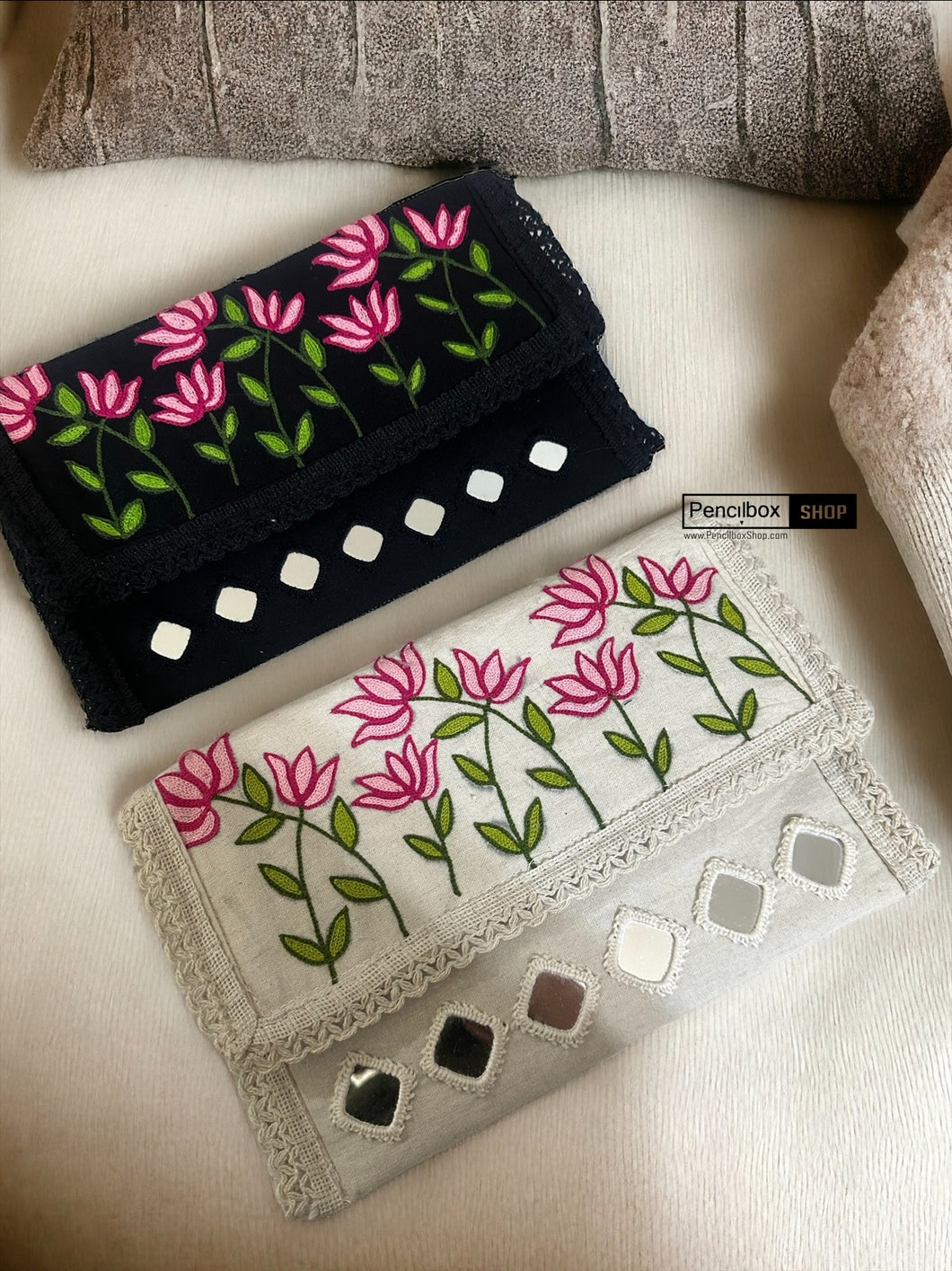Handmade Embroidery Mirror Cloth Sling bag clutch