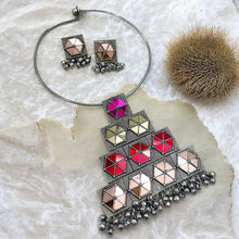 Load image into Gallery viewer, German silver Afghani Mirror Ghungroo Hasli Necklace set