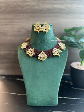 Load image into Gallery viewer, Ruby Hydro Stone Crystal Kundan Ethnic Necklace set