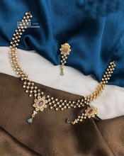 Load image into Gallery viewer, American Diamond Simple dainty designer Necklace set Temple jewelry