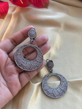 Load image into Gallery viewer, American diamond Invisible setting chandbali Earrings