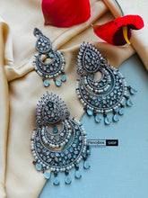 Load image into Gallery viewer, American Diamond Statement Victorian premium Cz Earrings maangtikka set