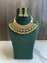 Load image into Gallery viewer, Heritage Rajwadi Elephant Statement Premium Grand Ruby Green Pearl Necklace set