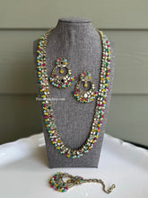 Load image into Gallery viewer, Lia Multicolor Long Mirror Sleek Statement Necklace set with maangtikka