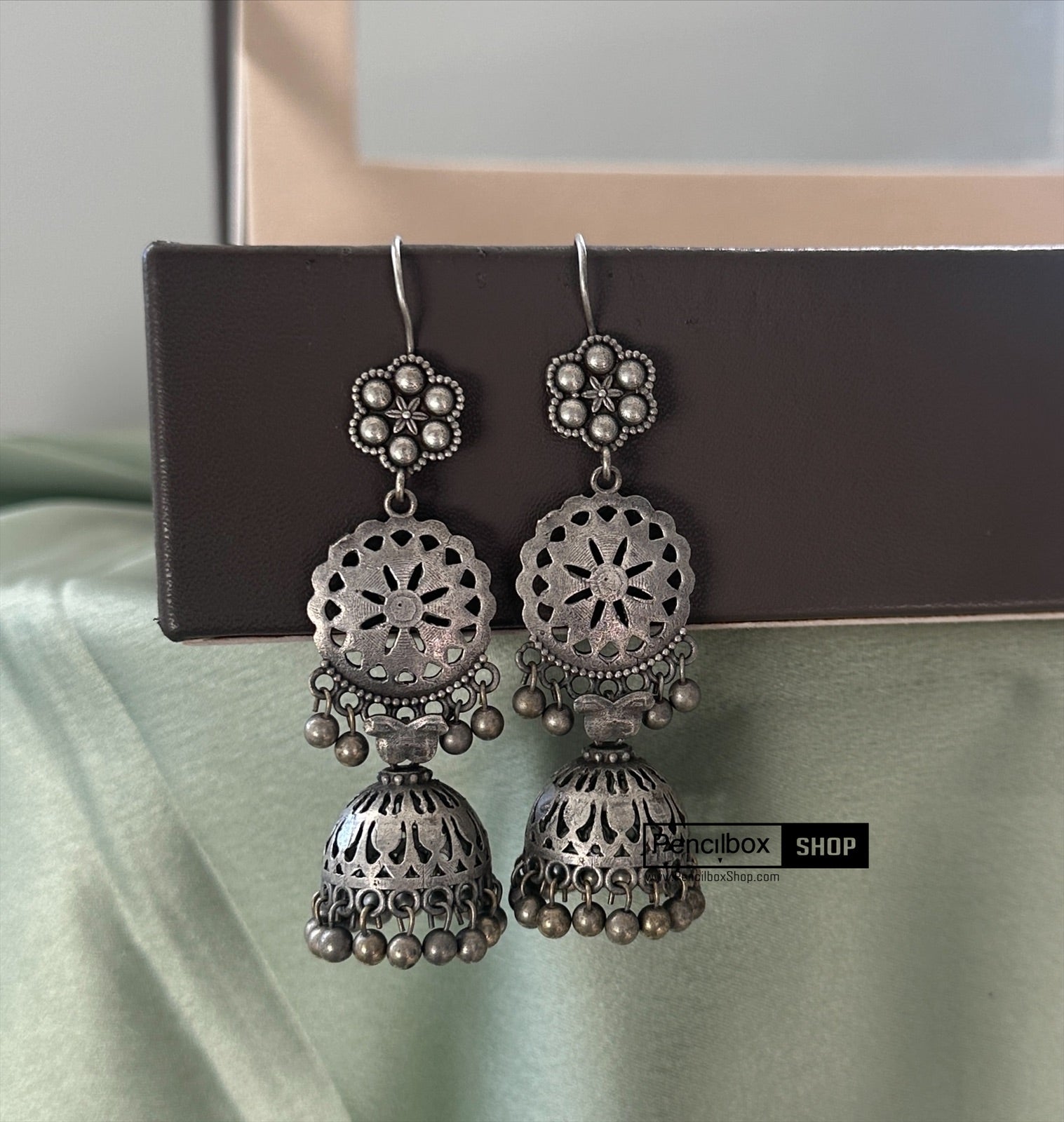 German Silver daily wear jhumka Earrings – PencilboxShopUSA