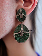Load image into Gallery viewer, Invisible Green American diamond Victorian Earrings