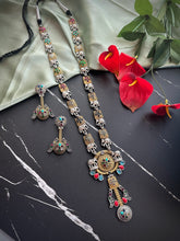 Load image into Gallery viewer, German Silver elephant Dual Tone Long Statement Necklace set