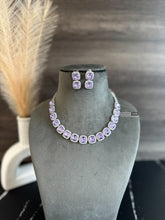 Load image into Gallery viewer, Purple crystal Svarovski American diamond Necklace Set