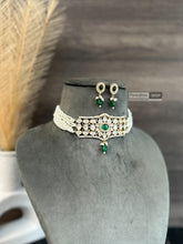 Load image into Gallery viewer, Green-22k Gold plated Tayani Choker Premium Statement Necklace set Zara
