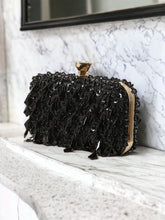 Load image into Gallery viewer, Black Tassel Shiny party Clutch
