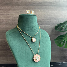 Load image into Gallery viewer, Moissanite Double layer Enamel Pendant Necklace set