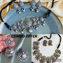 Load image into Gallery viewer, 3 Pc Combo Offer Of German silver necklace and earring
