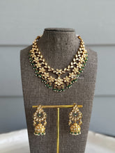 Load image into Gallery viewer, 22k Gold plated Green Layered Tayani Premium Necklace set
