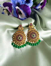 Load image into Gallery viewer, Elephant Kemp Stone Temple Amrapali Ethnic Earrings