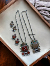 Load image into Gallery viewer, Vedika German Silver Dual tone Peacock Stone Necklace set